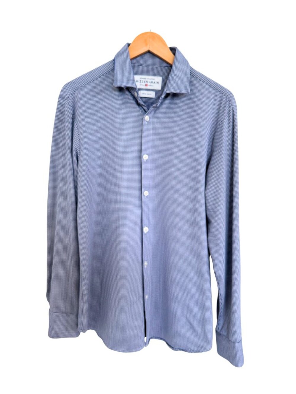 Mizzen+Main Shirt Men Medium Trim Fit Blue Check Spinnaker Collection Cut 20249